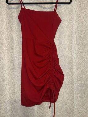 Windsor Red Ruched Spaghetti-Strap Mini Dress